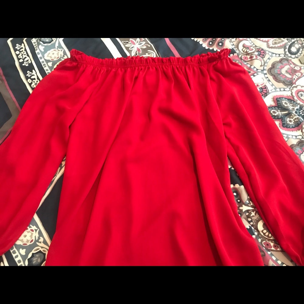 Suzy Shier Off-The-Shoulder Red Blouse